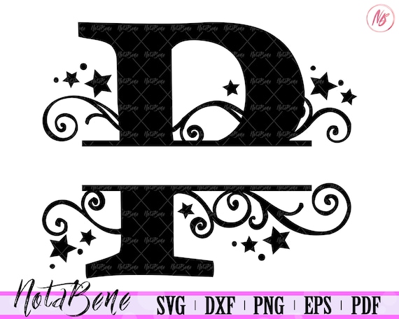 Download P Split Monogram Svg Swirls Stars Split Font Letter P Svg Etsy
