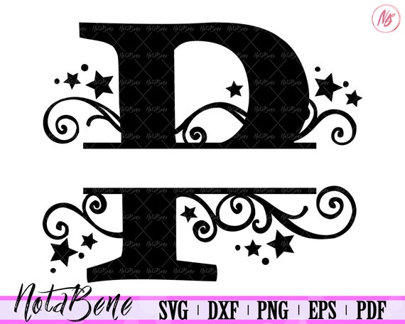 Download P Split Monogram Svg Swirls Stars Split Font Letter P Svg Etsy