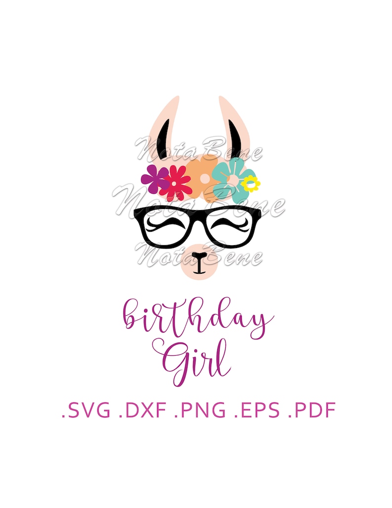 Download Llama SVG Llama Birthday Girl T-shirt design Cut File DXF ...