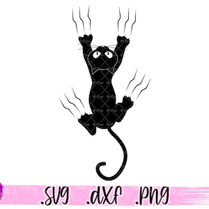 Chat noir se grattant SVG, PNG | chat de bande dessinée, chaton drôle, chats | Clipart Cricut Silhouette coupe fichier impression numérique téléchargement affiche