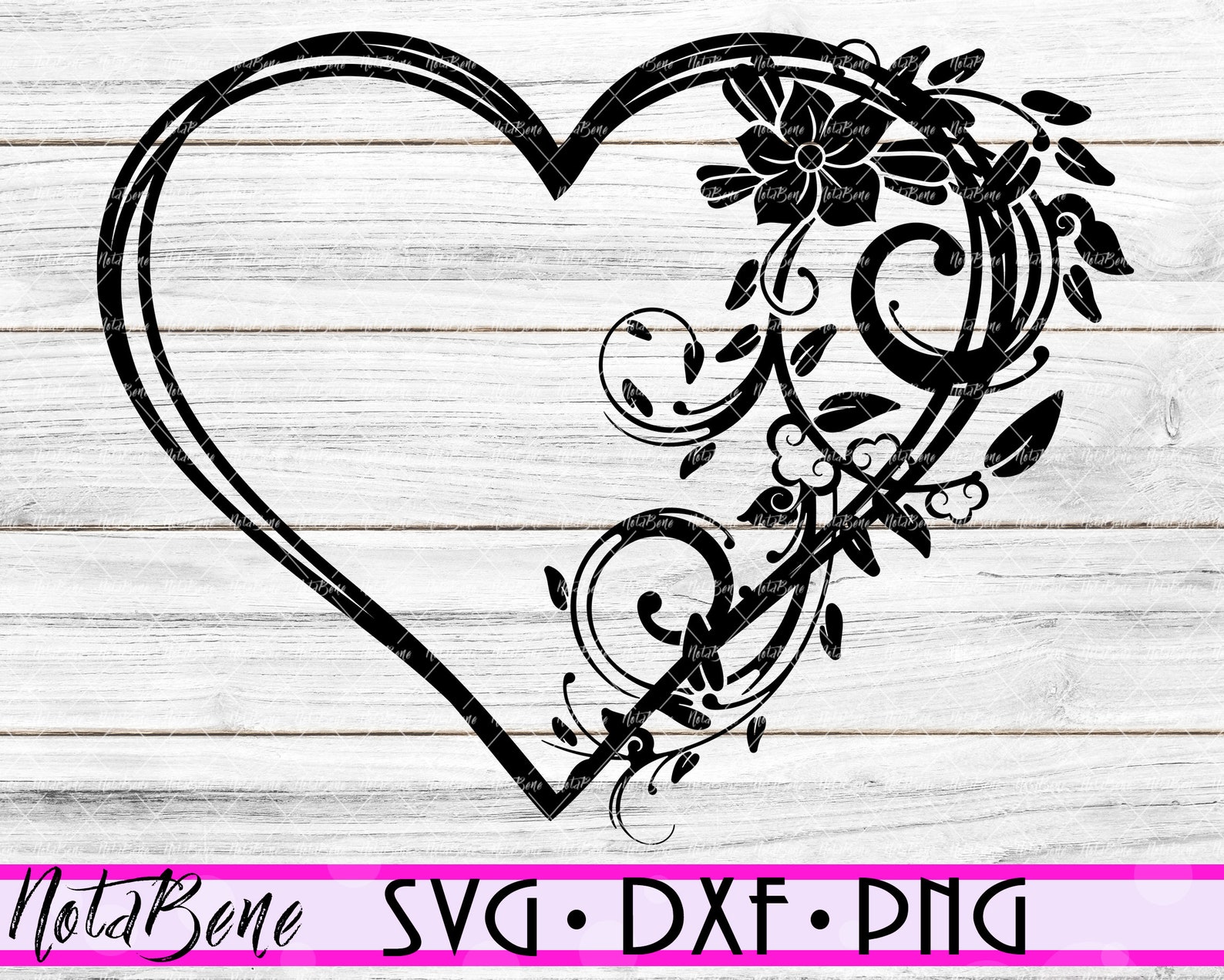 Floral Heart Svg Cut File Leaf Flowers Heart Clipart SVG - Etsy