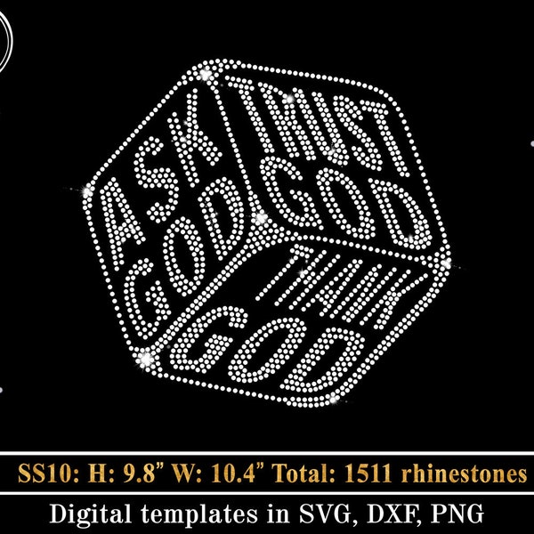 Ask God Rhinestone Template SVG, Religious Quotes Bling Shirt Designs (Digital Download)