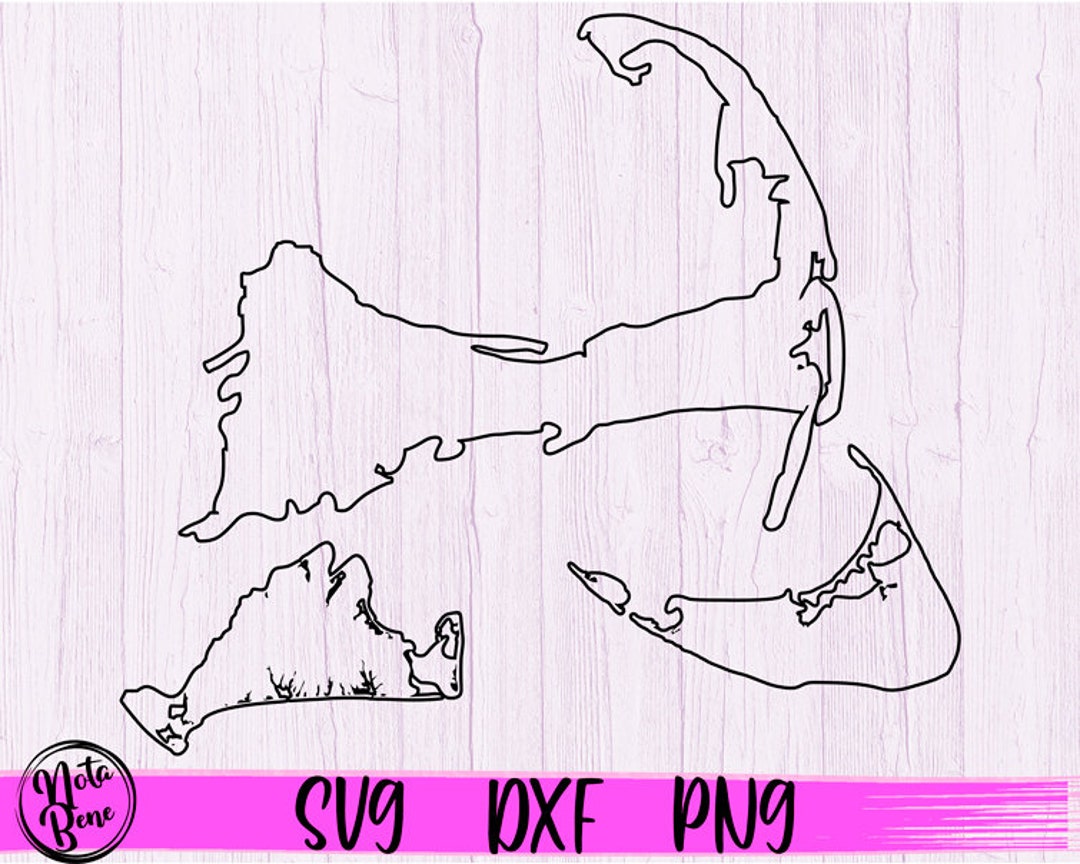 Cape Cod Outline Svg Marthas Vineyard Nantucket Mv Ack Map Svg Cut