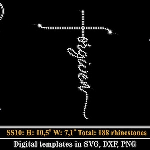 Modèle de strass pardonné SVG, motif croix strass, conception de chemise Bling, chemise chrétienne, écriture svg
