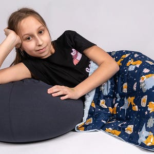 Sleeping Foxes Weighted Blanket for Children and Adults, selection of fabrics and colours - cooling and soft. 0-20kg. Create yours!