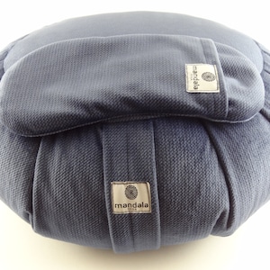 Navy Velvet Buckwheat Zafu Pillow and Free Eye Pillow Set, Meditation cushion, round meditation zipped Yoga pillow plus 0.5kg filling extra