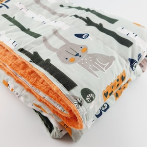 Animals in the Forest Print Weighted Blanket  for Children and Adults, selection of fabrics and colours - cooling and soft. Create yours!