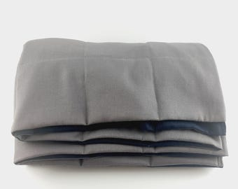 Dark Grey Cotton Weighted Blanket,  Deep PressureTherapy Blanket for Adults and Children. Selection of fabrics and fillers. Made to order.