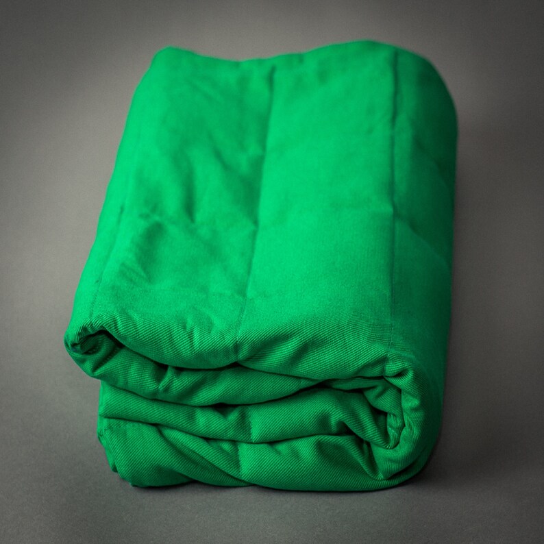 Green Weighted Therapy Blanket Unisex Cotton Sensory Blanket | Etsy