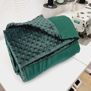 Bottle Green Cotton Weighted Blanket, Sensory Blanket, Sensory gift by sensory owl