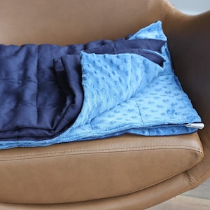 Navy Blue Cotton Weighted Blanket for Children and Adults, selection of fabrics and colours - cooling and soft. 0-20kg. Create yours!