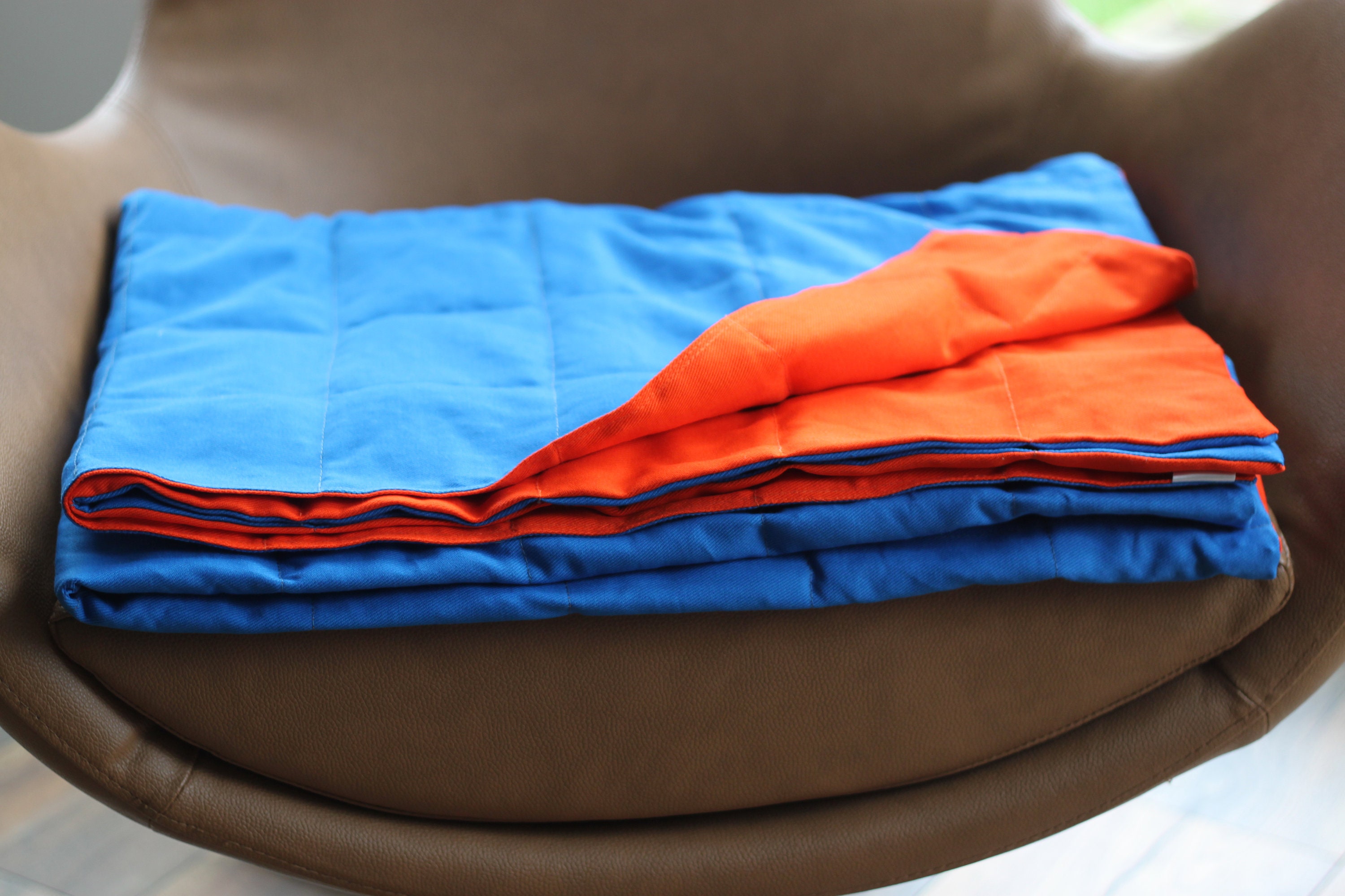 Orange Cotton Weighted Blanket Sensory Blanket All Sizes Weight Available Backing Colours Selection Etsy Canada