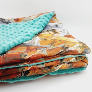 Horses Pattern Weighted Blanket for Children and Adults, selection of fabrics and colours - cooling and soft. 0-20kg. Make it yours!