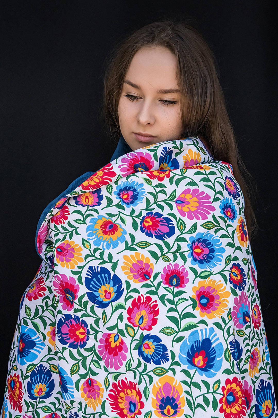 Folk Weighted Blanket, Sensory Blanket, All Sizes & Weight, Backing Colours  Selection, Personalise With Embroidery, for Adults and Kids 