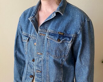 80s Wrangler Western Jacket Denim Corduroy Caller Button Rancher Workwear Faded Cowboy Vintage Worn Size Small XS