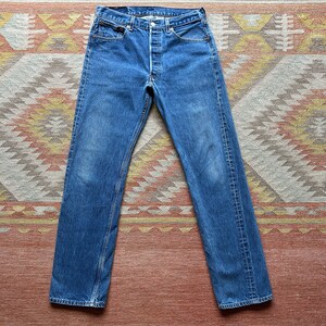 Levi's 501s 501xx Red Tab Button Fly Vintage Denim Jeans Faded Worn Medium Wash Straight Leg / 33W 36L 33x36 Slim Tall
