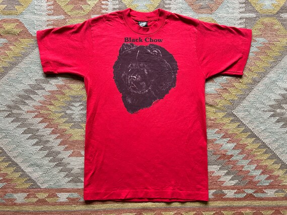 80s 90s Black Chow Dog Single Stitch Tee Shirt Re… - image 1