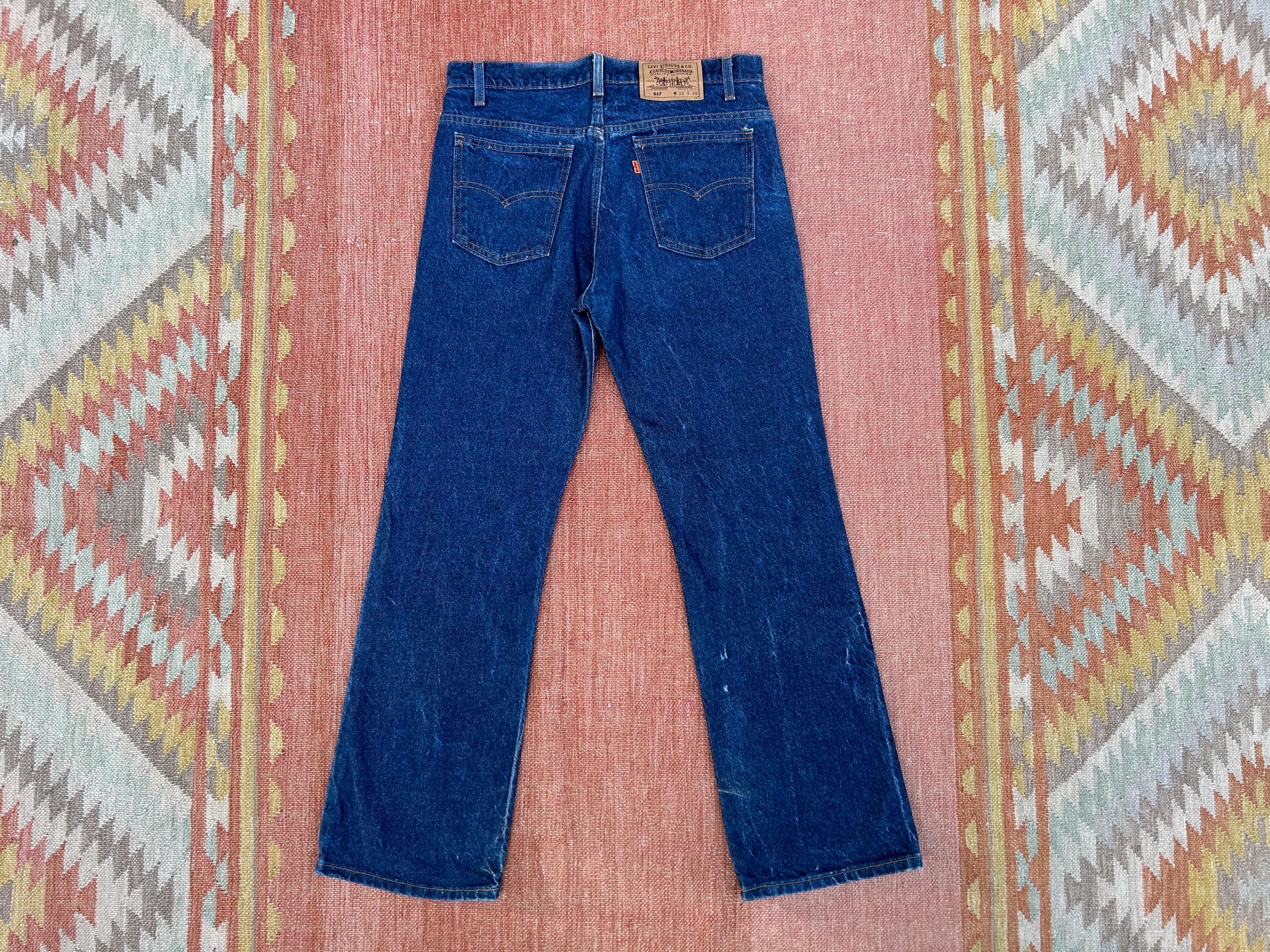 90s Levi's 517s Orange Tab Zipper Fly Vintage Textured Denim Jeans