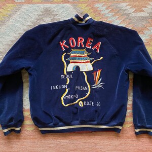 RESERVED 50s Korea Souvenir Jacket Bomber YKK Zipper Rare Corduroy