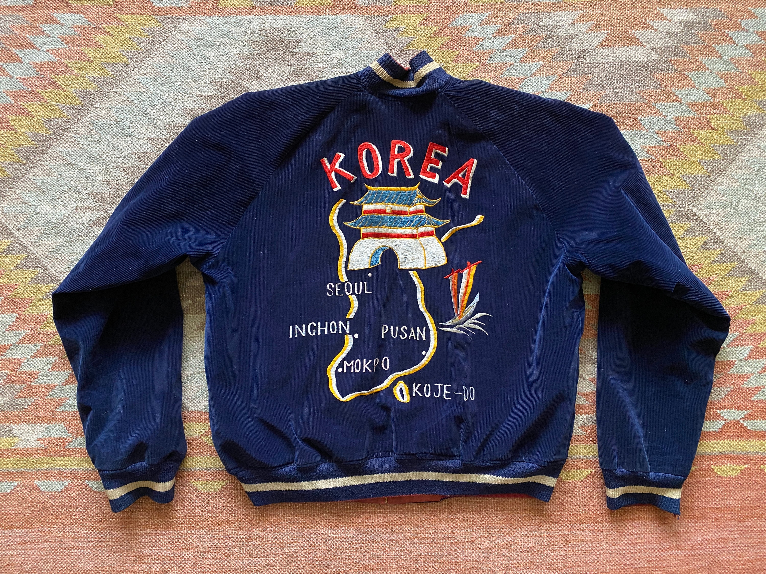 RESERVED 50s Korea Souvenir Jacket Bomber YKK Zipper Rare Corduroy
