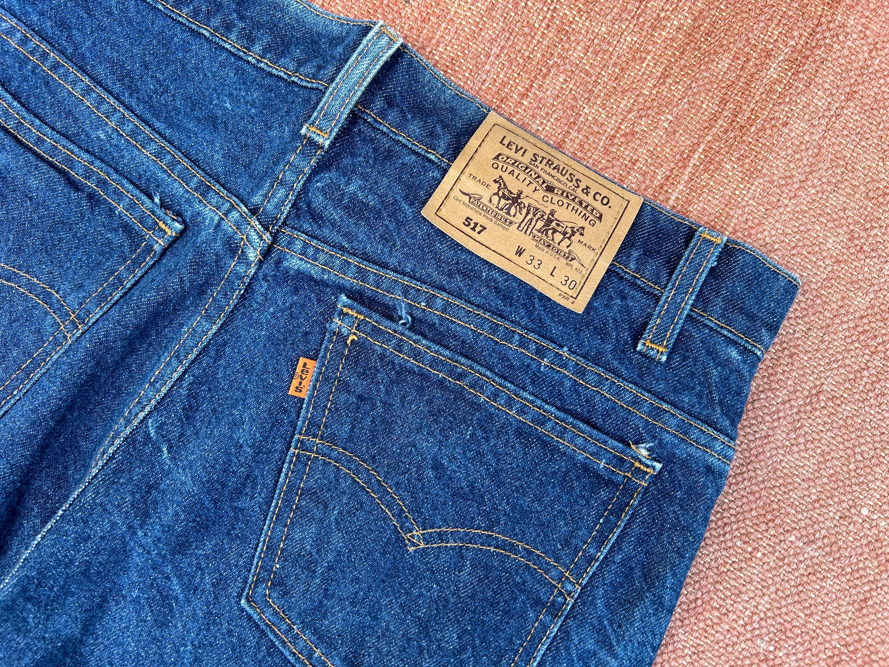 90s Levi's 517s Orange Tab Zipper Fly Vintage Textured Denim Jeans