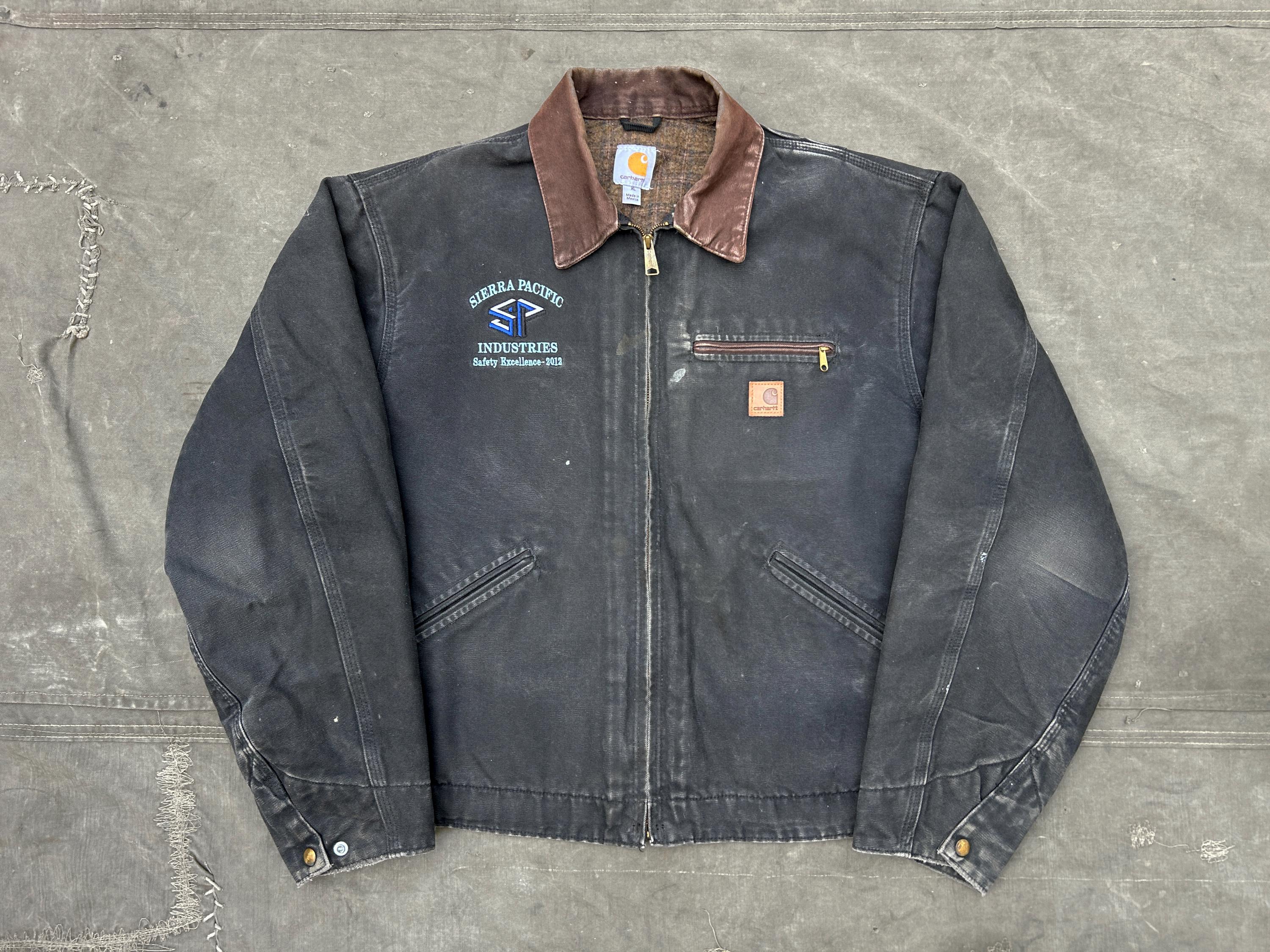 J97 Black Carhartt Detroit Jacket Vintage Collar Canvas Workwear J97 Black Carhartt Detroit Jacket Vintage Collar Canvas Workwear