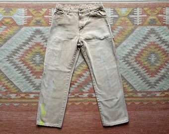 Dickies Carpenter Pants Brown Paint Stained Colorful Worn Distressed Faded Construction Dungaree Fit / 32x30