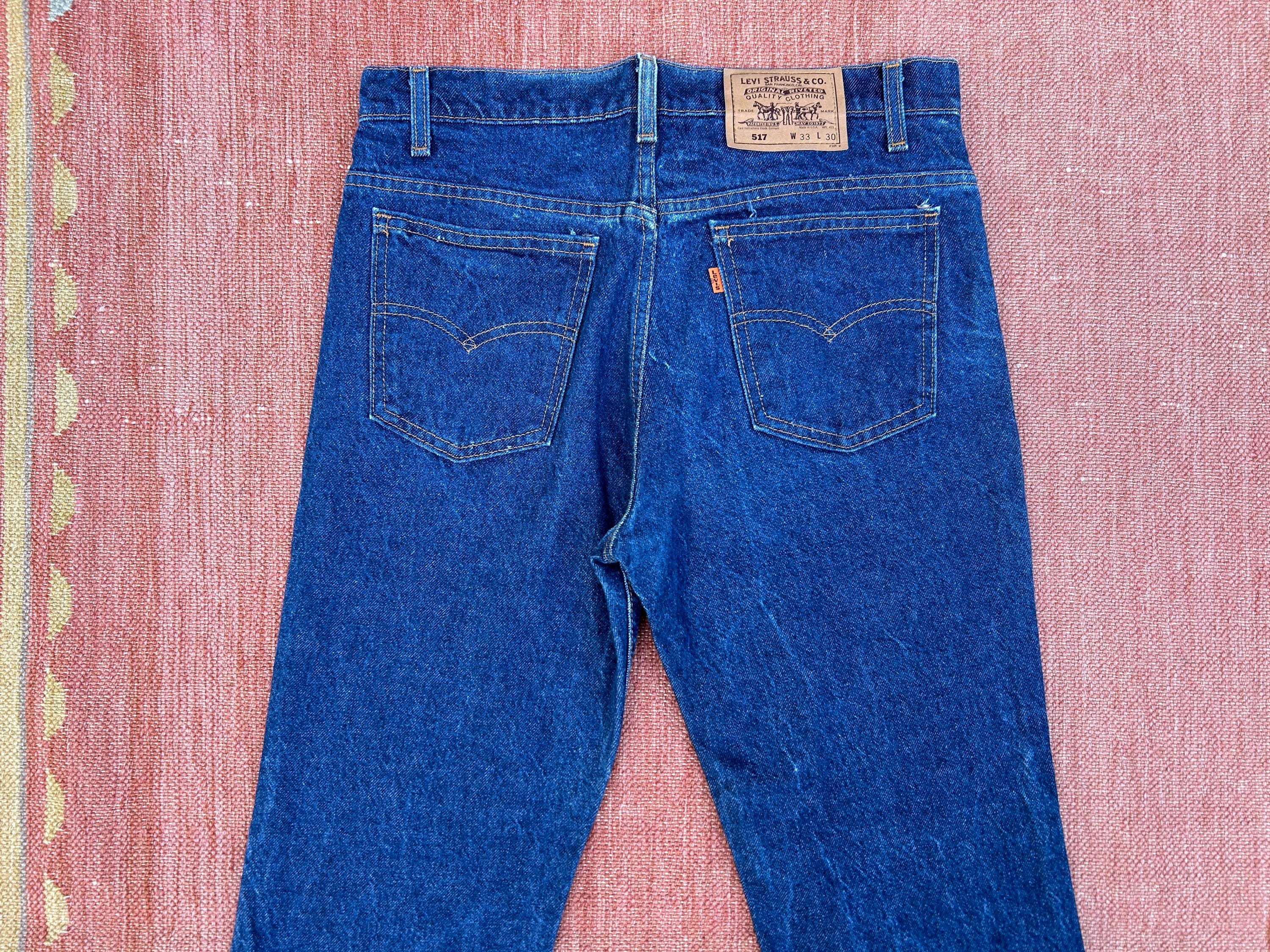 90s Levi's 517s Orange Tab Zipper Fly Vintage Textured Denim Jeans
