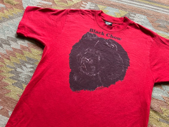 80s 90s Black Chow Dog Single Stitch Tee Shirt Re… - image 2