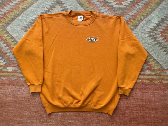 90s NIKE Orange Gold Logo Baggy Pullover Sweatshir