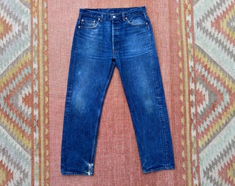 Mens Vintage Original Levi 501 Jeans Distressed W34 L34 Straight 