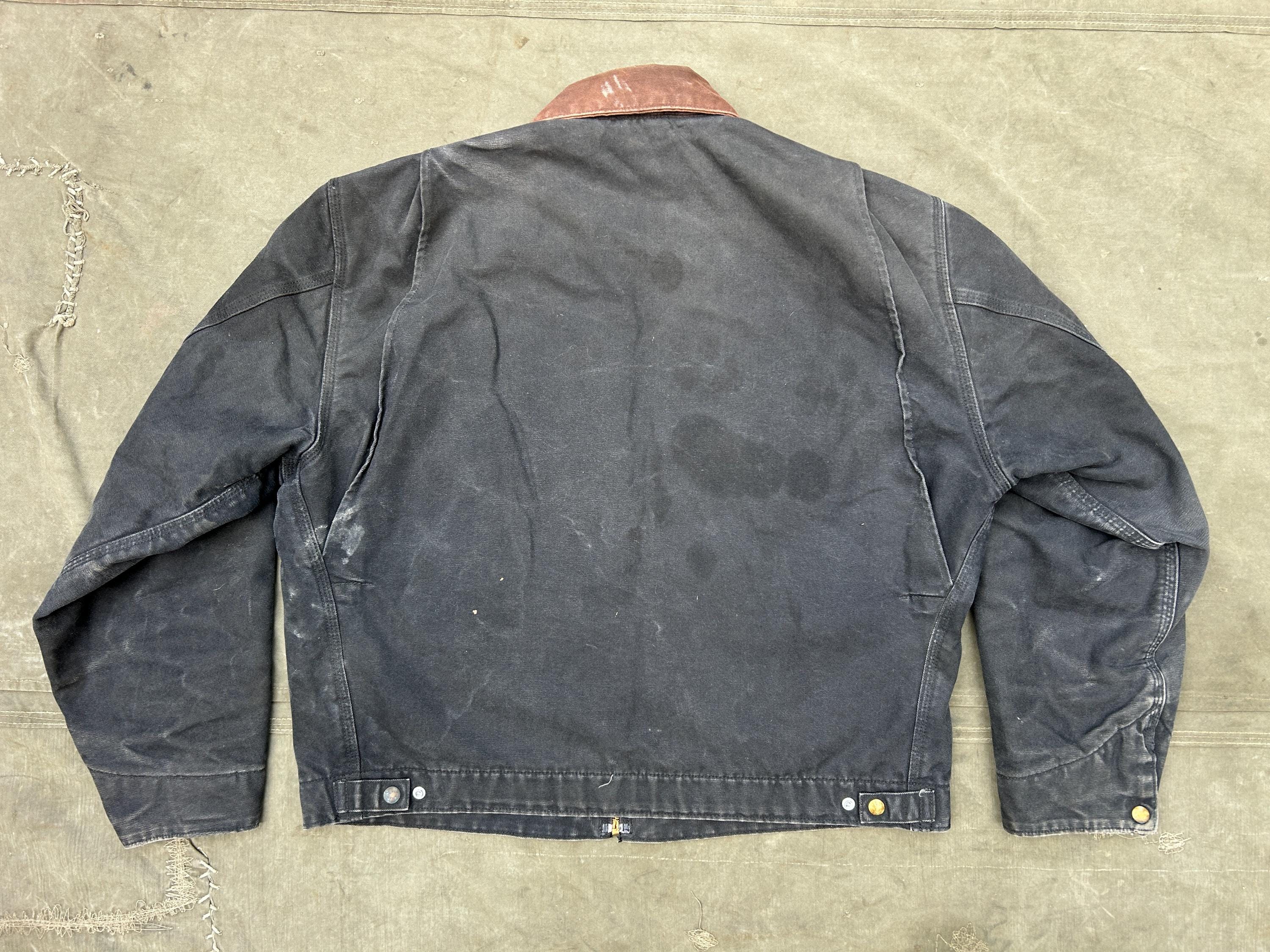 J97 Black Carhartt Detroit Jacket Vintage Collar Canvas Workwear