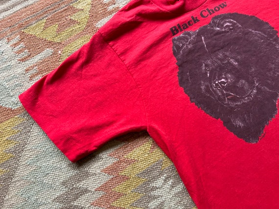 80s 90s Black Chow Dog Single Stitch Tee Shirt Re… - image 6
