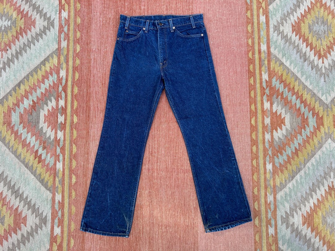 90s Levi's 517s Orange Tab Zipper Fly Vintage Textured Denim Jeans