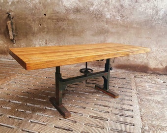 Industrial dining table | Etsy Handmade dining set staal & houten tafel met zitbanken