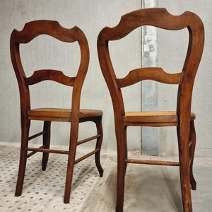 Set of antique chairs dining chairs walnut wood with webbing no. 4 image 4