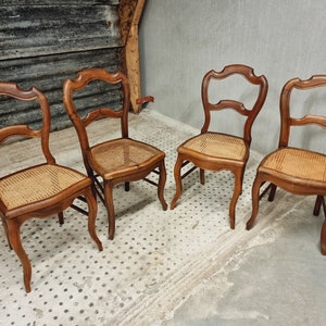 Set of antique chairs dining chairs walnut wood with webbing no. 4 image 7