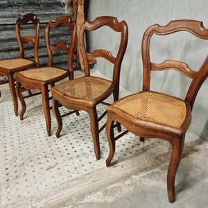 Set of antique chairs dining chairs walnut wood with webbing no. 4 image 5