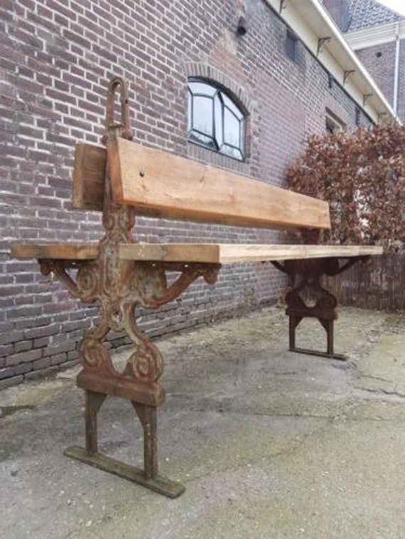 Antique Garden Bench Cast Iron French Park Image 0