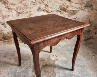 18e-eeuwse eikenhouten bijzettafel, provinciale Louis XV-schrijftafel