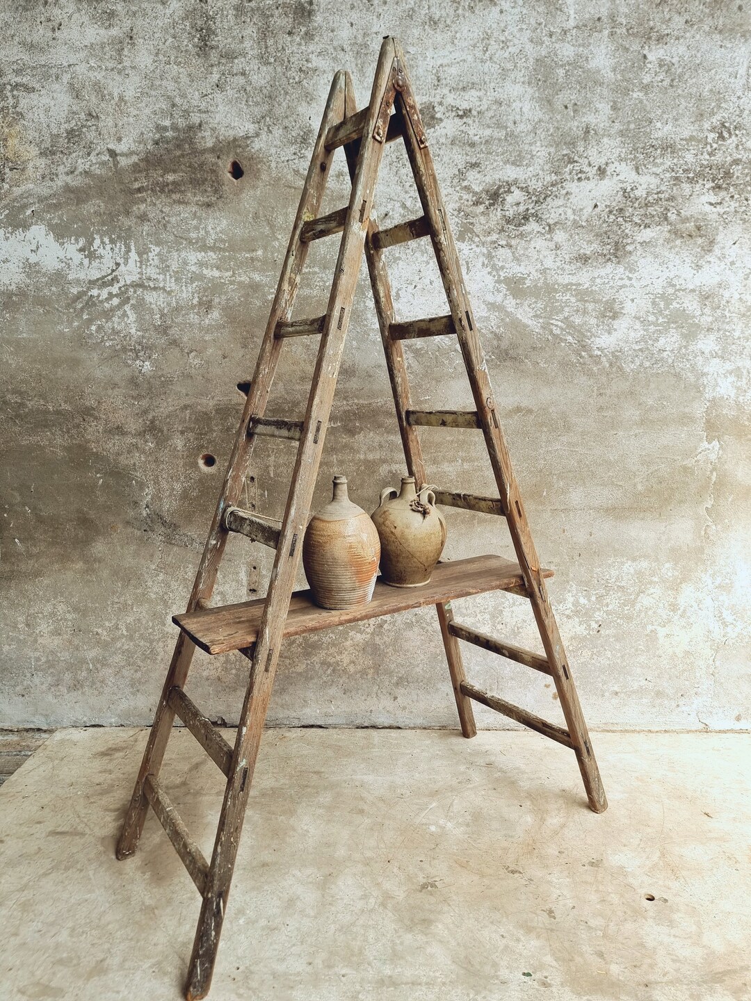 Antique Ladder Double Ladder Etagere Etsy