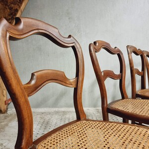 Set of antique chairs dining chairs walnut wood with webbing no. 4 image 3