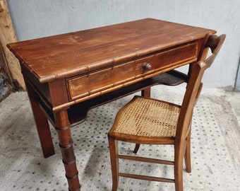 Oude tafel bureau wastafelmeubel bamboe 58 x 102 cm