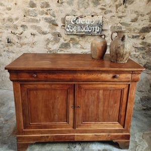 Antikes französisches Kirschholz-Buffet – Sideboard mit Schublade & Türen – um 1800–1850, rustikale Aufbewahrung