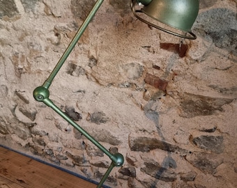 Vintage Jieldé 3-armige industriële lamp groen – Franse verstelbare werklamp B22