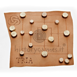 Tria Roman handmade ancient board game - handmade roman board game