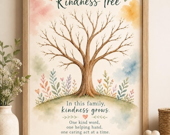 Family KINDNESS TREE BUNDLE | Printable Family Activity | Watercolor Kindness Tree | Classroom Kindness Challenge | Instant Download