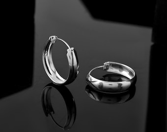 Sterling Silver Hoop Earrings, Classic 20mm Round Hoops