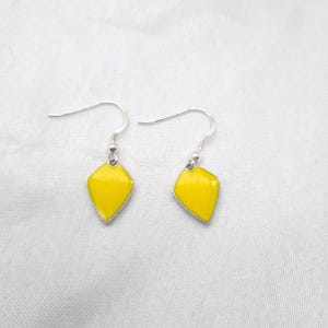 Enamel Earrings, Sterling Silver Yellow Earrings, 925 Silver Earrings, Enamel Jewelry, Enamel Dangle Earrings, Minimalist Earrings, Gifts