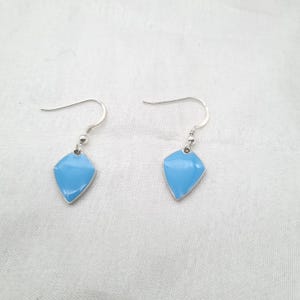 Enamel Earrings, Sterling Silver Blue Earrings, 925 Silver Earrings, Enamel Jewelry, Enamel Dangle Earrings, Minimalist Earrings, Gifts